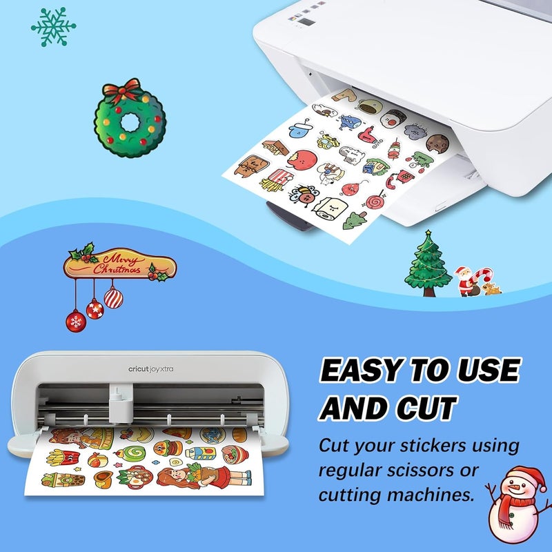 Aevdor 35 Sheets Premium Printable Vinyl Sticker Paper for Inkjet Printer, Matte White Adhesive Paper Waterproof, Durability Adhesive Paper 8.5x11, Fast Dry, Holds Ink Well, Great for Cutting Machines - Image 3